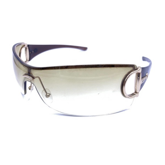 Gucci GG 2712/S BFE Gold Brown Wrap Shied Sunglasses Yellow Lens 115 Italy Women - Picture 8 of 12